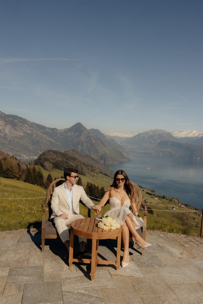 cute picture of the soon to be married couple in switzerland