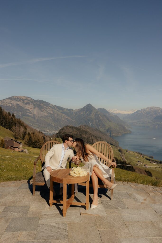 cute couple kissing during their photoshoot