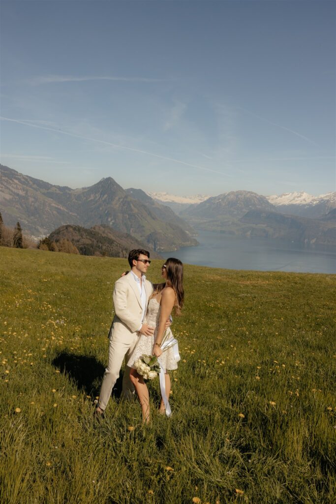 golden hour engagement session in switzerland