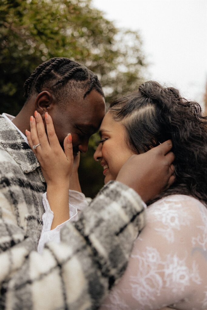 newly engaged couple at their spring session 