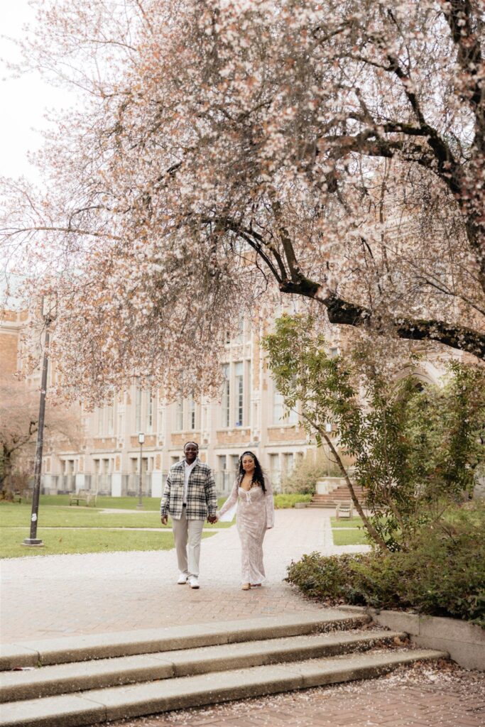 Dreamy Cherry Blossom University of Washington Engagement Session