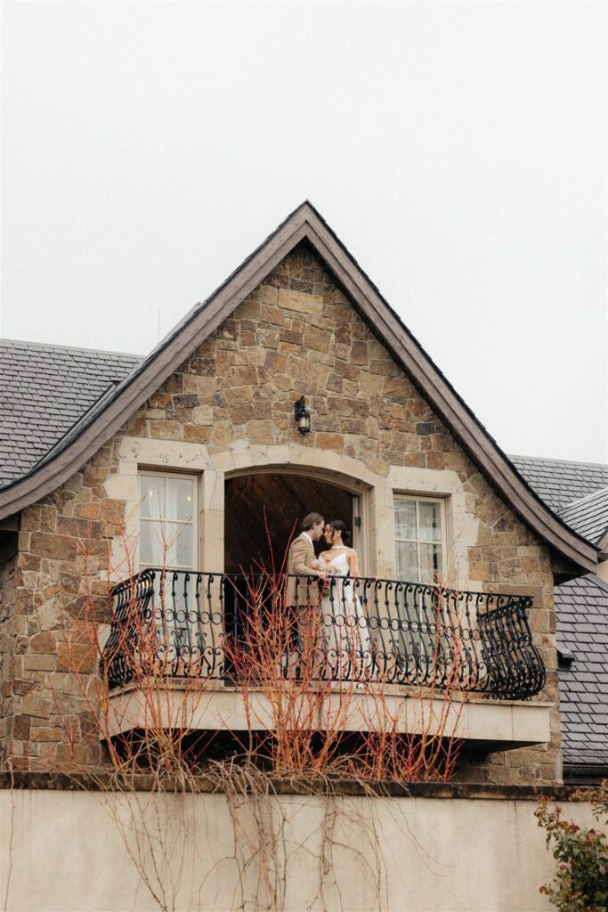 picture of the bride and groom kissing