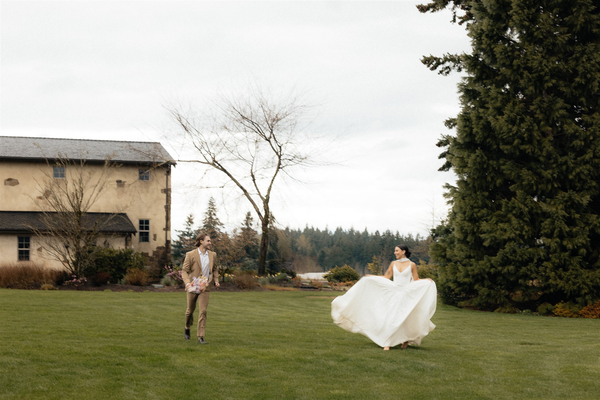 couple dancing during their bridal portraits