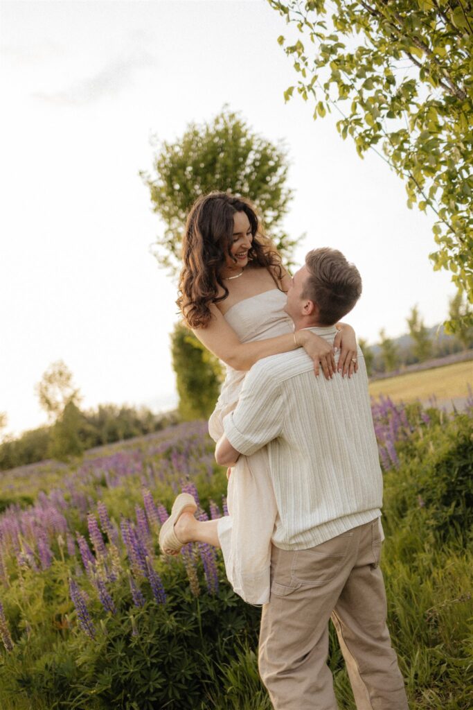 cute couple looking and smiling at each other 