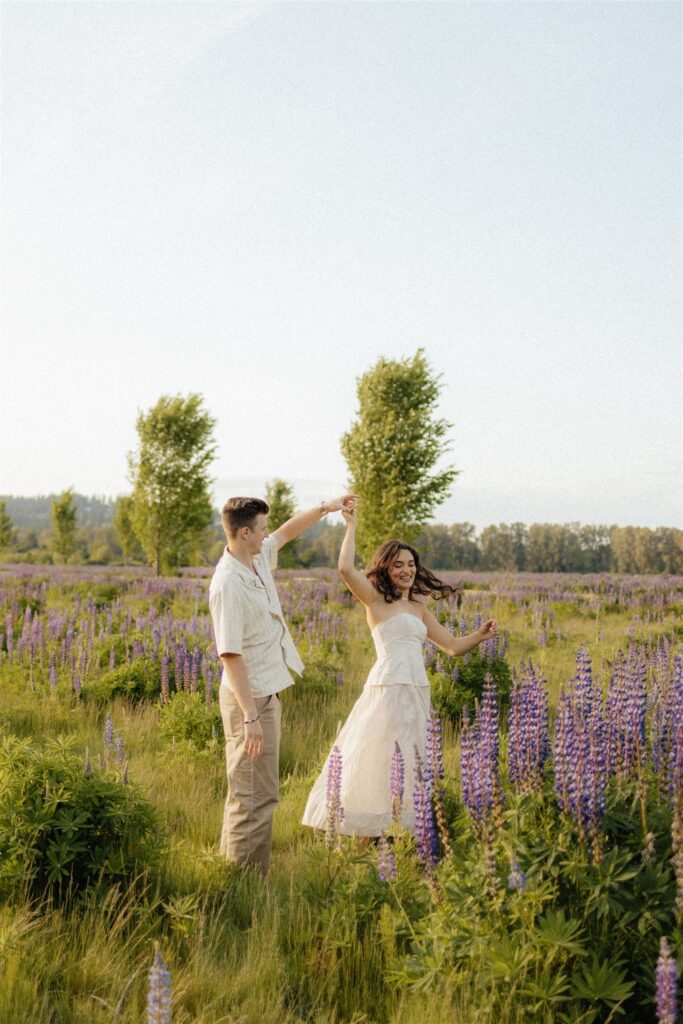couple dancing during their engagement photoshoot