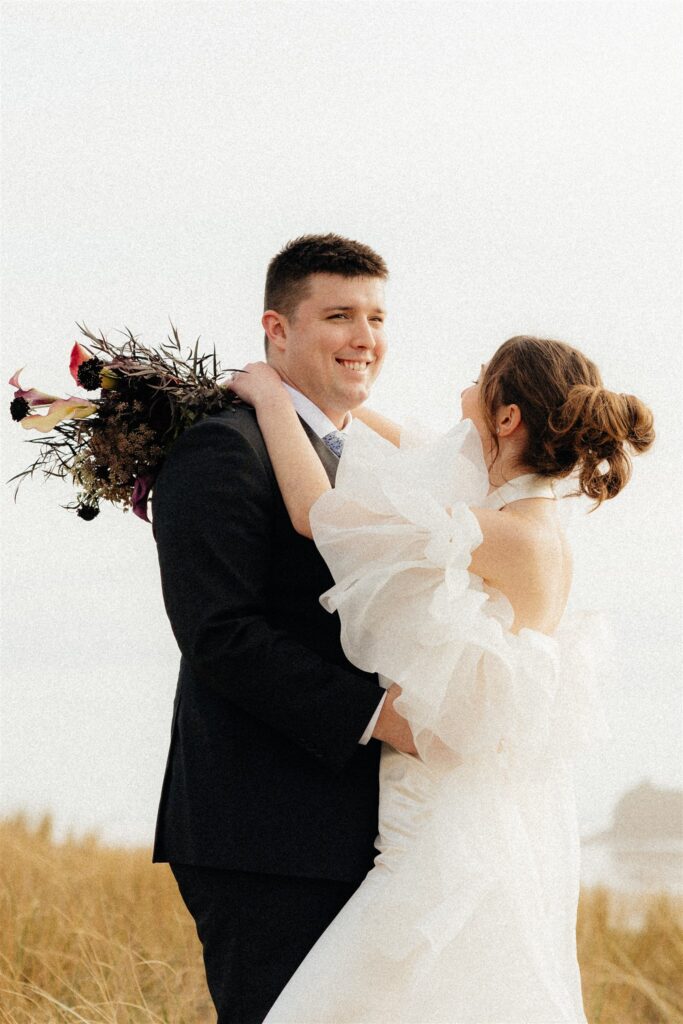 cute picture of the couple at their dream adventurous elopement
