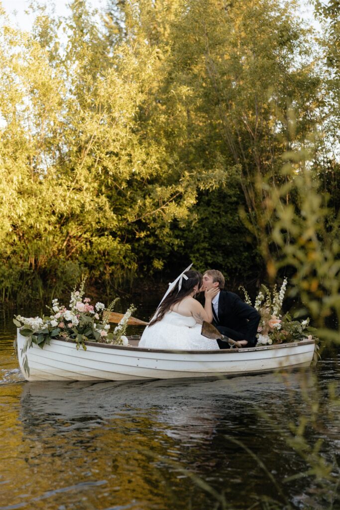 picture of the newlyweds kissing