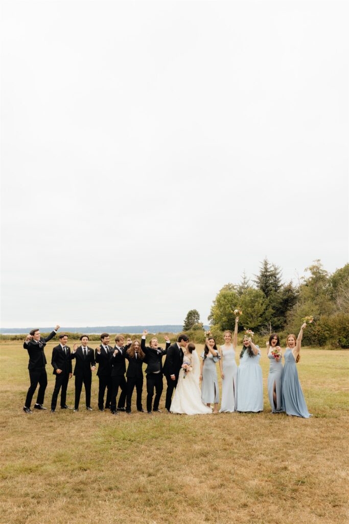 cute picture of the bride and groom with their friends