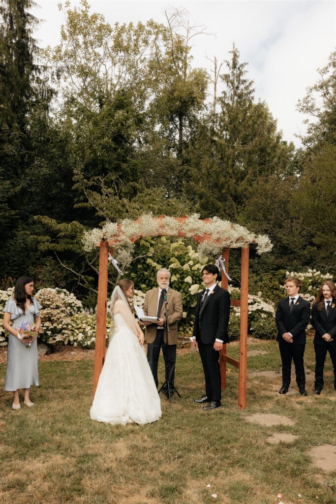 Cute picture of the bride and groom a their ceremony