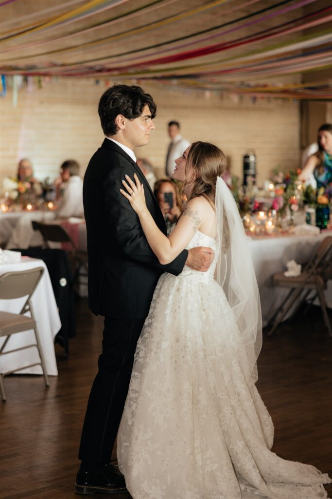 Bride and groom at their first dance