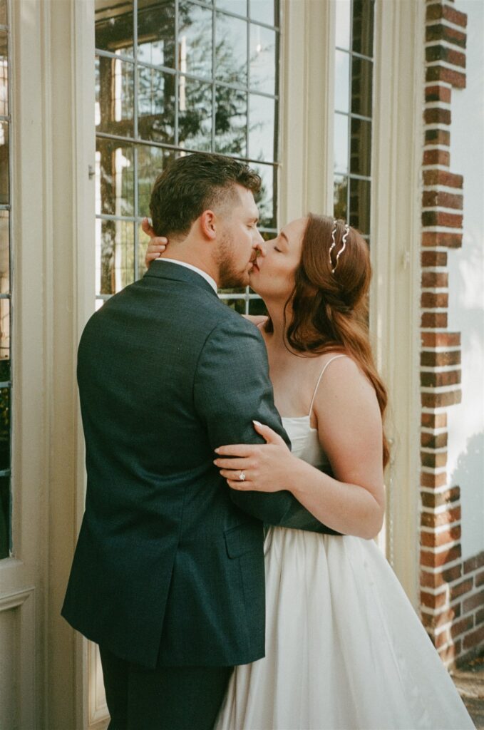 picture of the newlyweds kissing