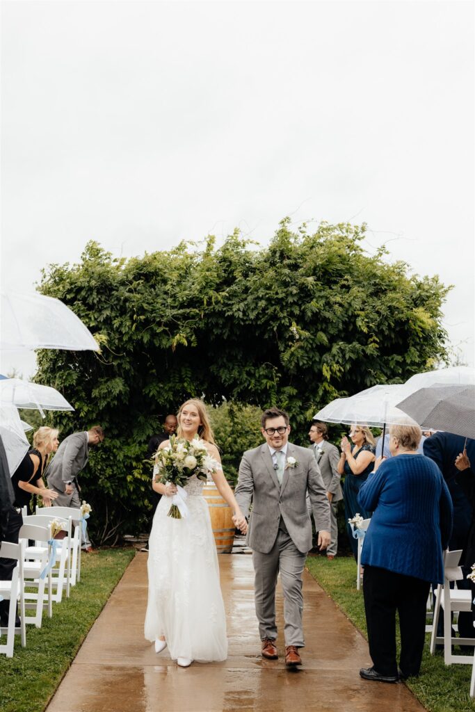 bride and groom heading to their ceremony 