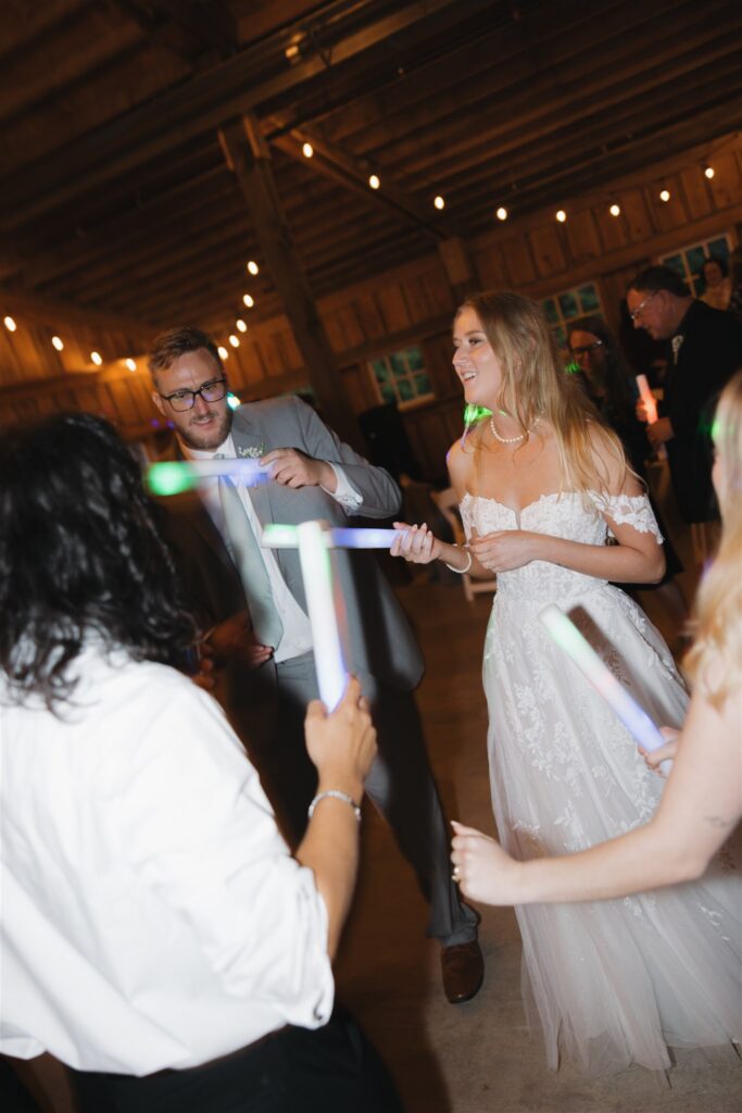 newlyweds dancing at their reception party