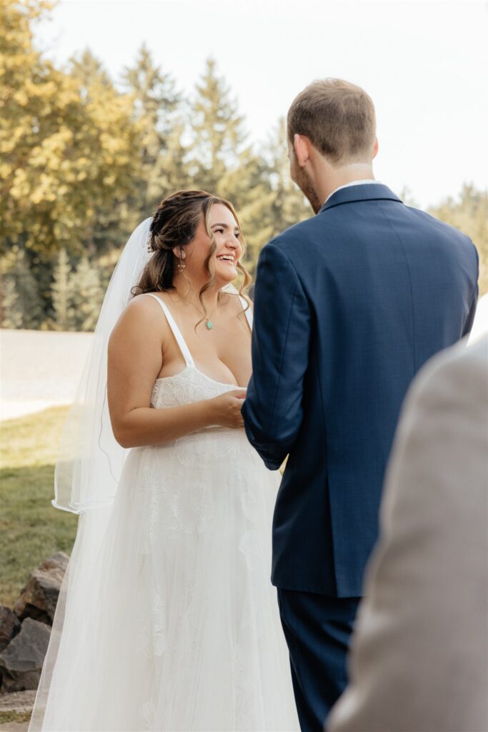 Bride and groom at their dream Washington wedding ceremony