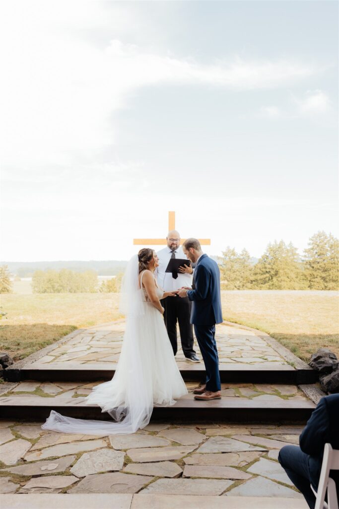 couple at their intimate wedding ceremony