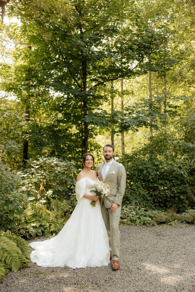 bride and groom at their golden hour bridal portraits