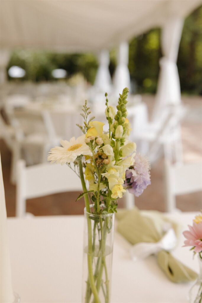 beautiful florals at the wedding reception
