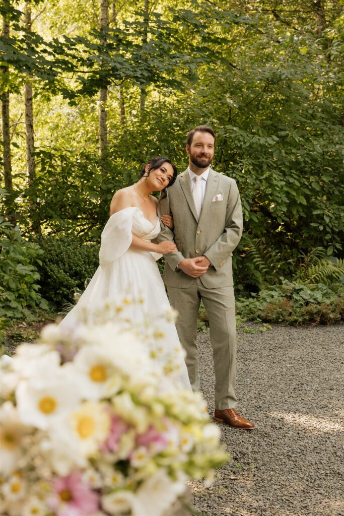 picture of the newlyweds hugging
