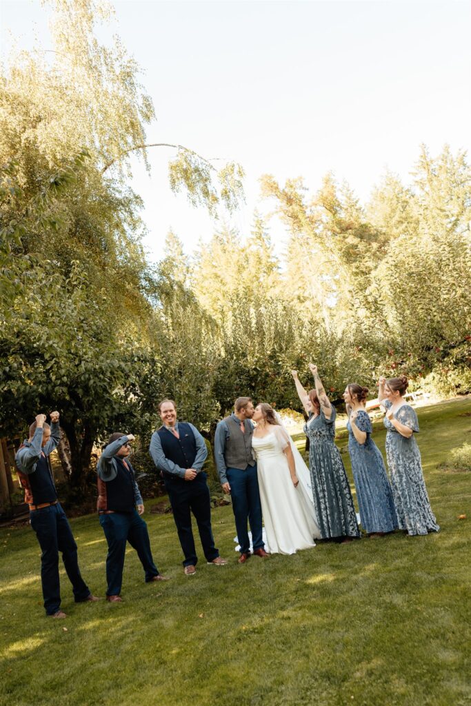 cute picture of the bride and groom with their friends