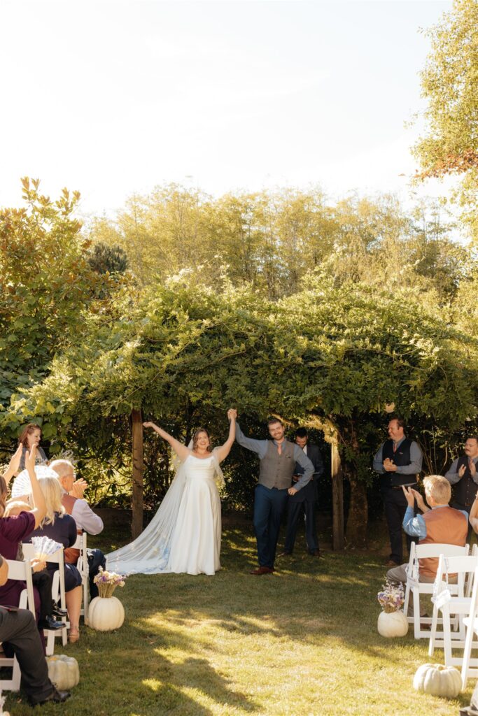 happy couple heading to their ceremony