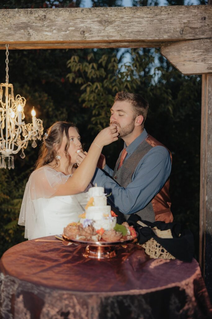 Happy couple at their wedding reception