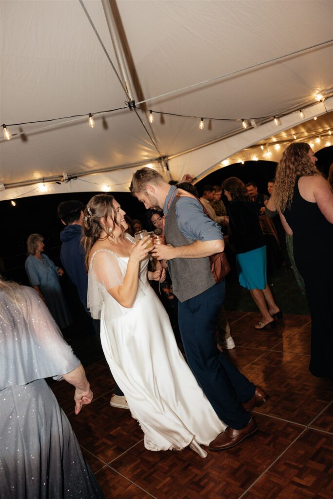 Newly married couple at their wedding reception party