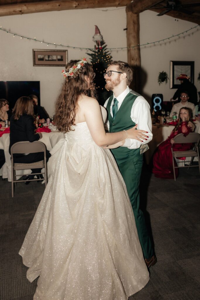 Newly married couple at their first dance