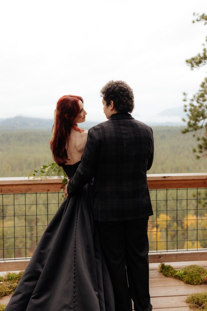 Cute picture of the newly married couple hugging