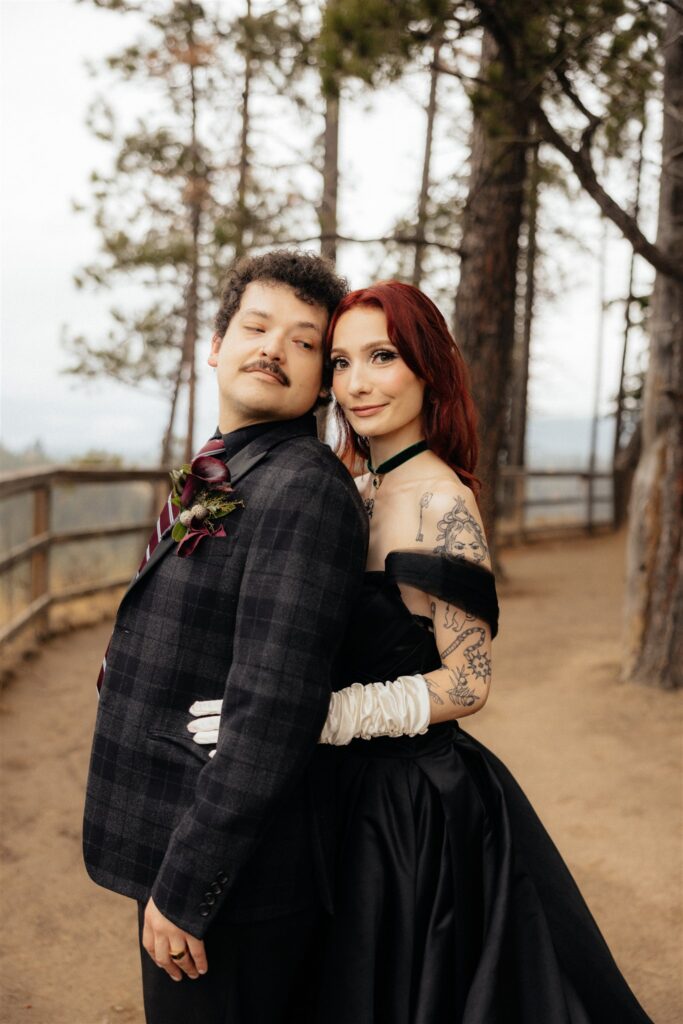 Couple posing for the camera during their bridal photos