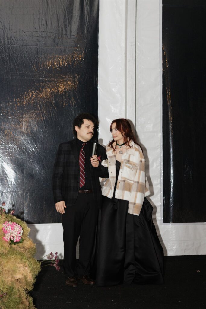 Cute picture of the newly married couple at their dream wedding reception