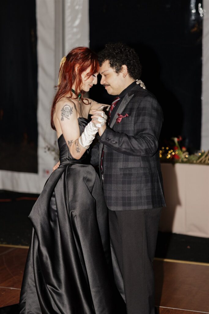 Newly married couple at their first dance