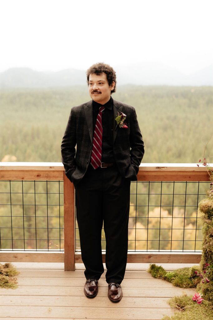 portrait of the groom at his dream wedding ceremony