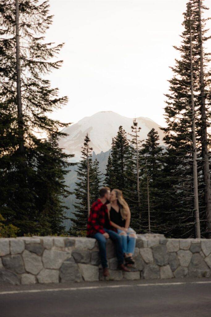 Mount Rainier Engagement Photos at Tipsoo Lake During Wildflower Season