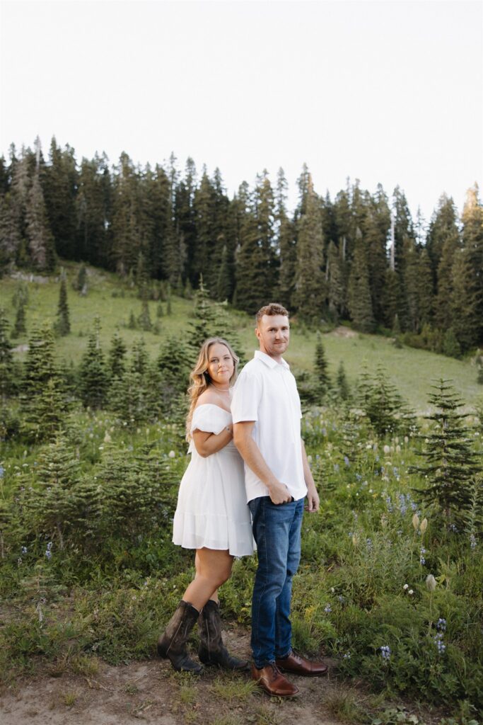 cute picture of the newly engaged couple hugging