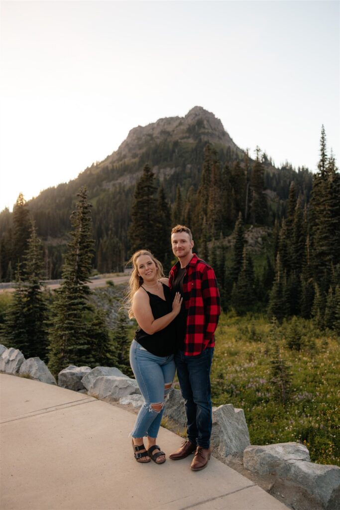 Mount Rainier Engagement Photos at Tipsoo Lake During Wildflower Season