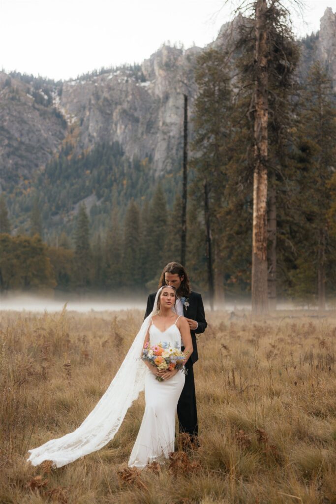Cute picture of the bride and groom hugging
