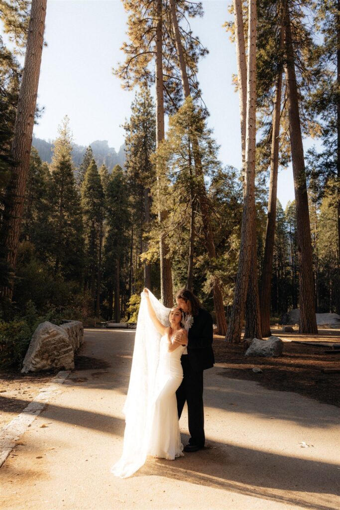 Stunning golden hour bridal portraits in Yosemite national Park