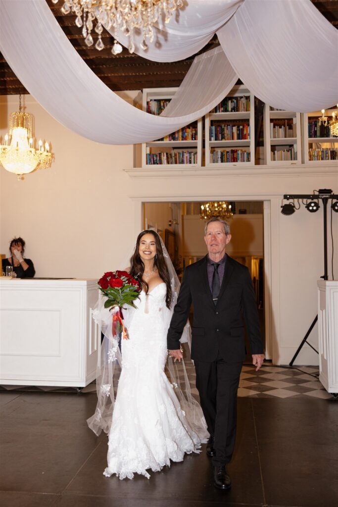 cute picture of the bride walking down the aisle