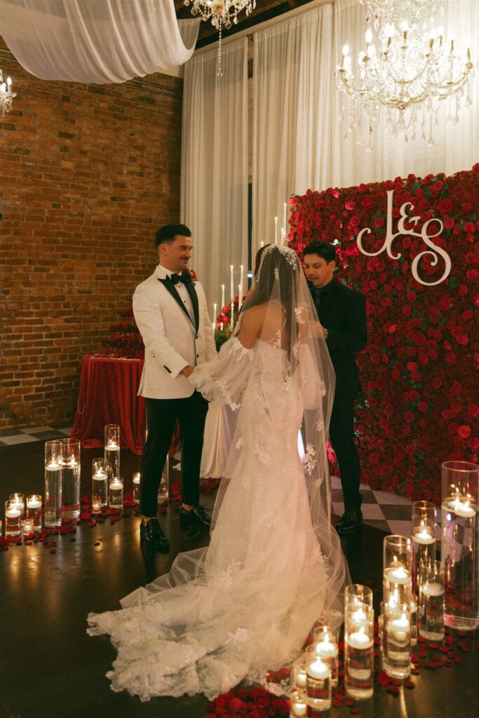 bride and groom emotional during their wedding ceremony