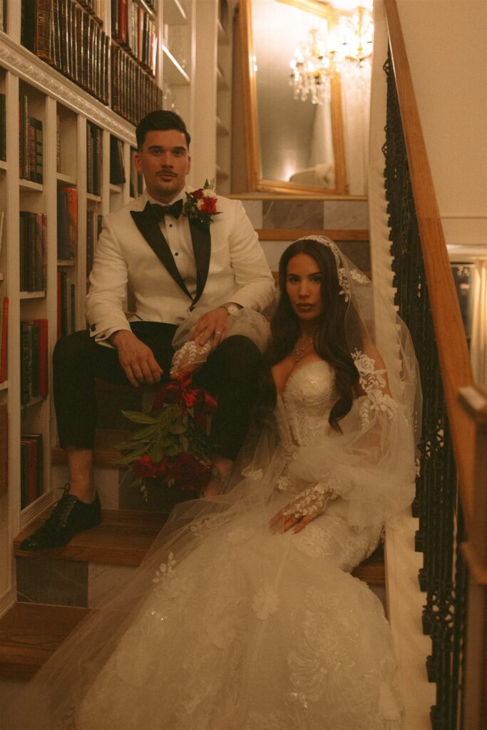 cute picture of the bride and groom at their dream photoshoot