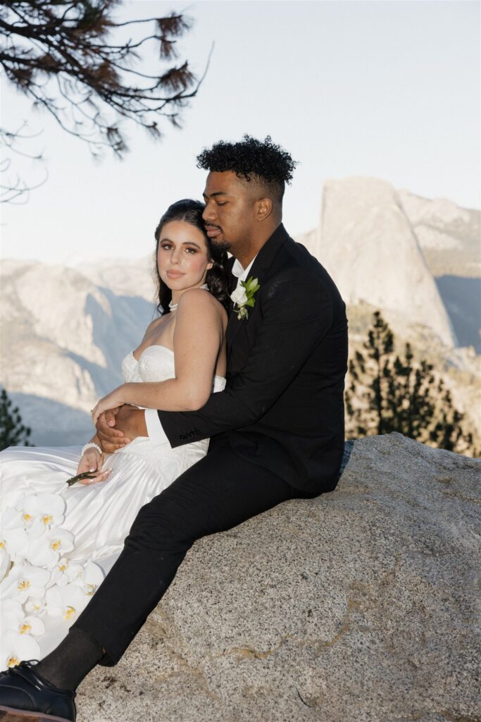 couple at their adventurous elopement in yosemite