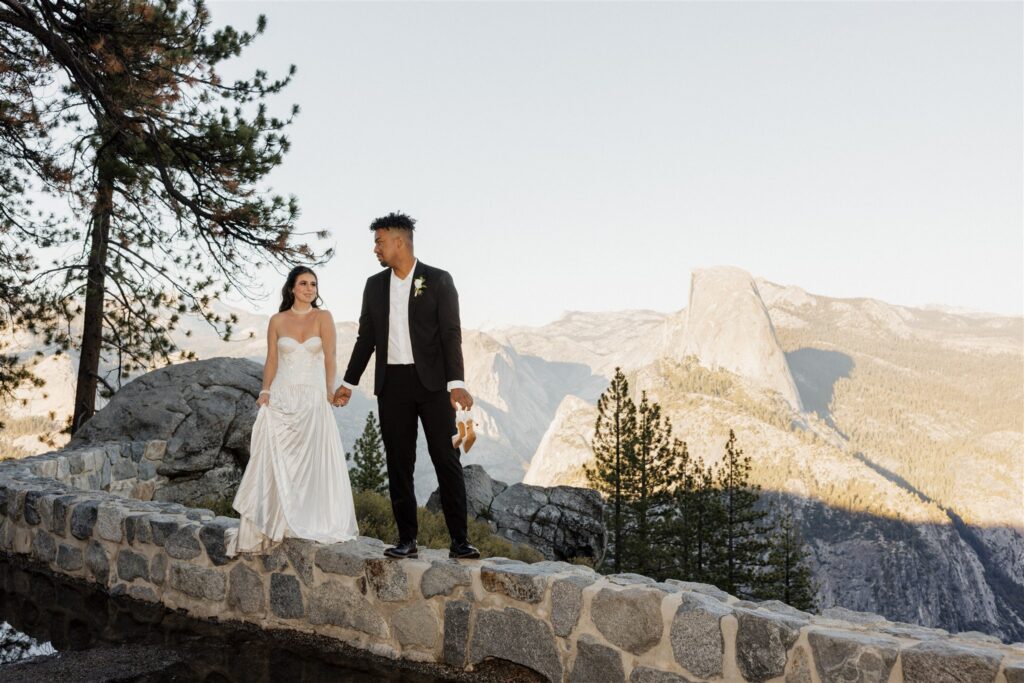 cute picture of the bride and groom smiling at each other