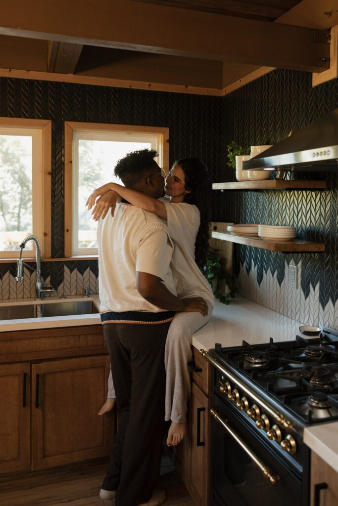 bride and groom before getting for their elopement ceremony