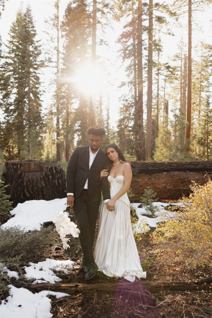 bride and groom holding hands during their ceremony