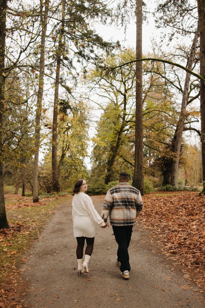 cute picture of the newly engaged couple laughing with each other