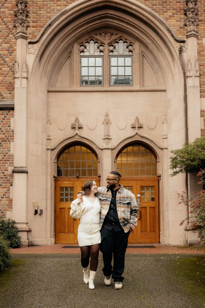 couple at their fall seattle photoshoot