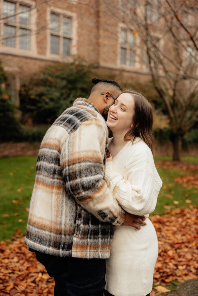 fiance kissing his fiance on the cheek