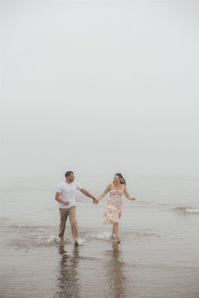 Moody Washington Coast Couple Photos at Cohassett Beach | Madison & Anthony