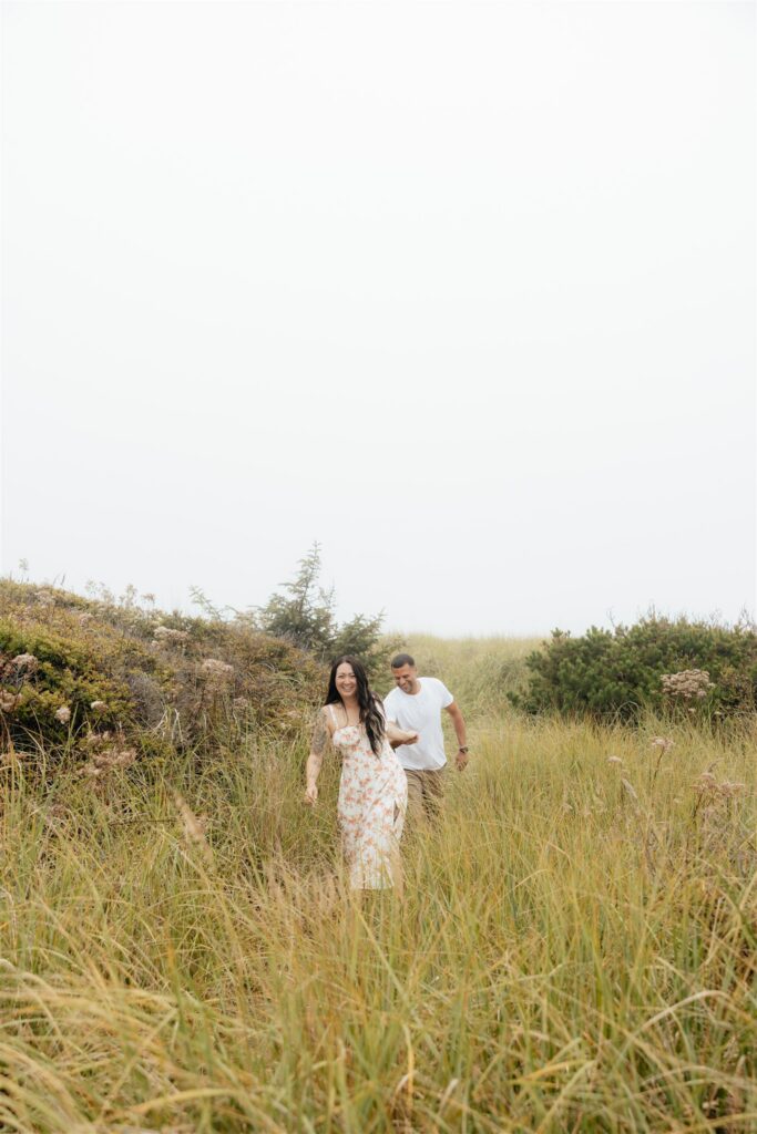 Moody Washington Coast Couple Photos at Cohassett Beach | Madison & Anthony