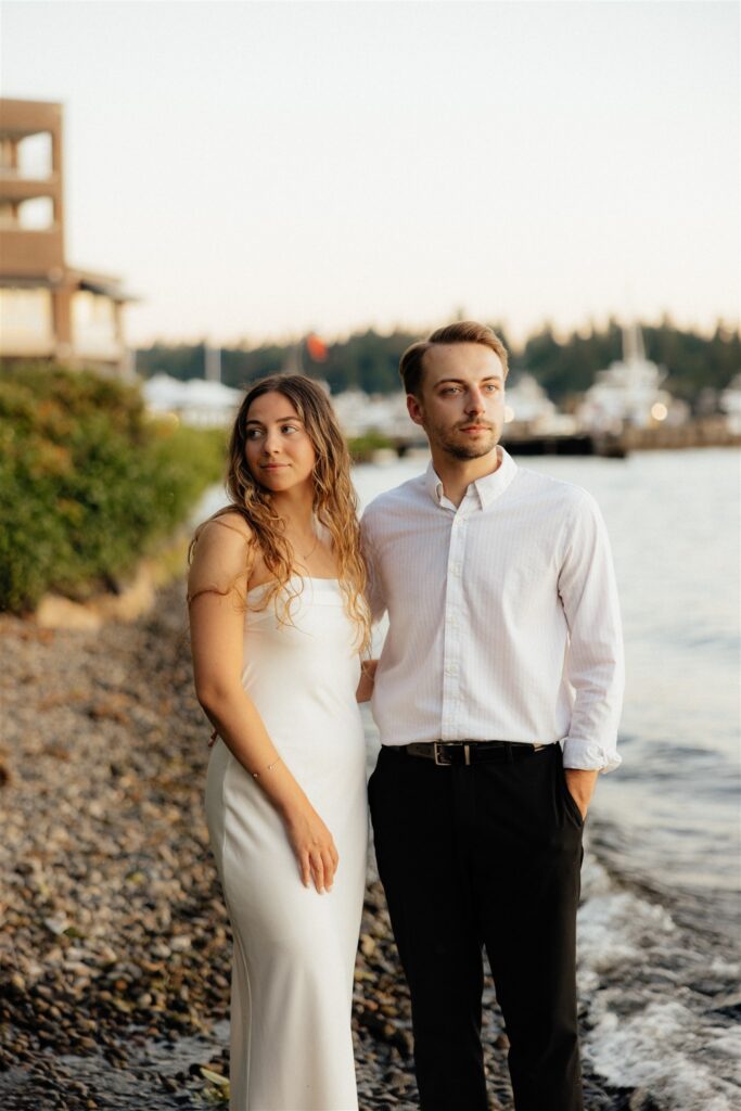 couple smiling at the camera during their photoshoot